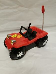 Red Convertible love bug flower power  Car  Mechanical 7" x 4" Vehicle Toy