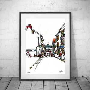 TOTNES ❤ Devon ❤ SIGNED ORIGINAL FRAMED PAINTING urban mid century boho bauhaus - Picture 1 of 10