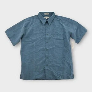 NWT Eighty Eight Shirt Mens Large Rayon Blue Short Sleeve Button Up Casual - Picture 1 of 6