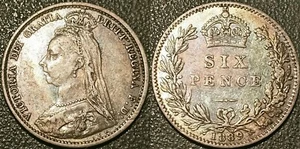 Royaume-Uni - Victoria - 6 pence "2ème type" argent 1889 SUP ! KM#760 - Foto 1 di 1