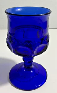 VTG Blue Wine Glass Color Crown Cobalt Colony Pedestal 4 3/8" x 2 5/8" Goblet - Picture 1 of 6