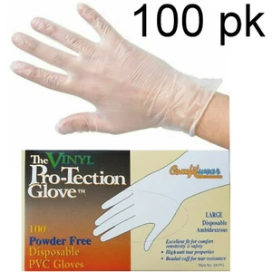 Vinyl Protection Safety Exam Gloves Large 100 Powder & Latex Free ANTI TEAR - Picture 1 of 3