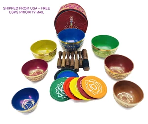7 Chakra Healing Tibetan Singing Bowl Set of 7 Bowls. Sound Healing Meditation - Picture 1 of 6