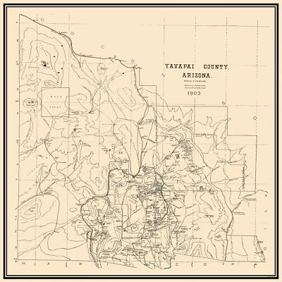 Historic County Map - Yavapai County Arizona - Haggott 1903 - 23 x 23 - Image 1 of 4