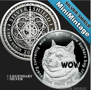 2021 | Crypto Series #9 - Dogecoin | Silver Shield 1 oz Proof - MiniMintage - Foto 1 di 5