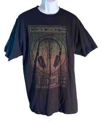 URBAN PIPELINE UP "MUSIC IS MY LIFE" DJ Short Sleeve Black T-Shirt 2XL - Image 1 of 4