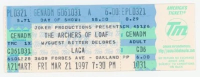 Archers Of Loaf Concert Ticket Club Laga Pittsburgh, PA 1997 - Image 1 of 2