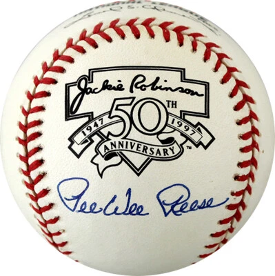 Harold Pee Wee Reese Signed Jackie Robinson 50th Anniversary NL Baseball PSA - Image 1 of 2