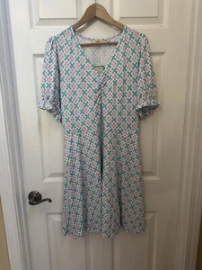Boden Women’s Short Sleeve Pullover Knit Mini Dress Pink Blue White Size 12 NWT - Picture 1 of 5