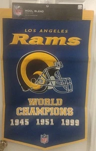 Los Angeles Rams NFL Lana Bordada Super Bowl Banner Racha Ganadora - Imagen 1 de 6