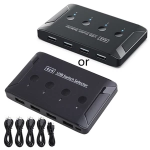 KVM Switcher USB 2.0 Switch Selector 4 Out 4 In PCs Printer Scanner Adapter Hub - Picture 1 of 8