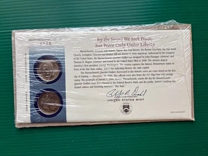 U.S. Mint 2000 Massachusetts P&D Quarters 1st Day Cover Set 2 Coins - Picture 1 of 4