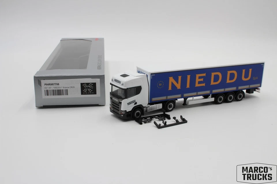 Herpa Scania CR20 semi-trailer truck "Nieddu Trasporti Spa" 957755 1:87 /HN3982 - Image 1 of 1
