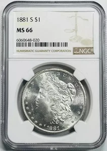 1881 S Morgan Silver Dollar NGC MS-66 White! - Picture 1 of 2