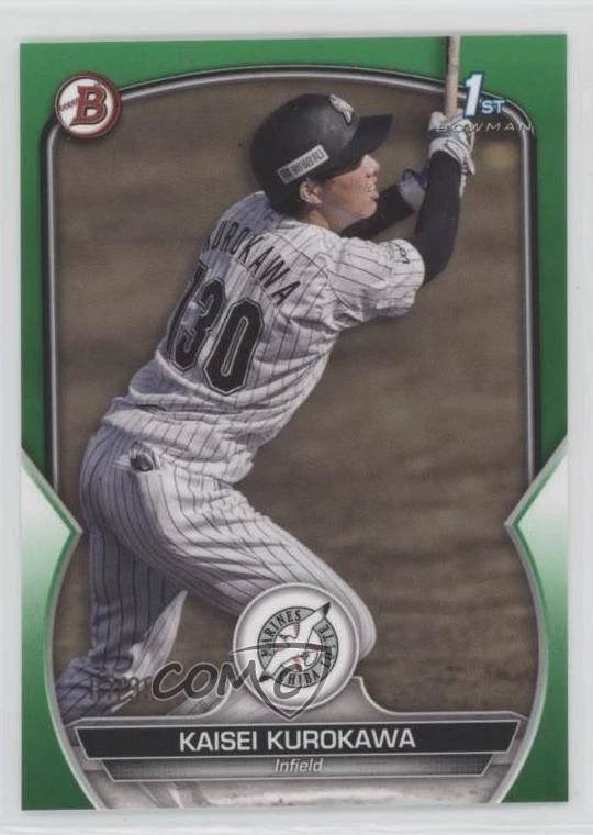 2023 Bowman NPB Nippon Professional Baseball Prospects Green /99 Kaisei Kurokawa - Image 1 of 2