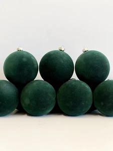 12 Stück beflockter Weihnachtsschmuck, 3,15 Zoll, smaragdgrüne Ornamente - Bild 1 von 7