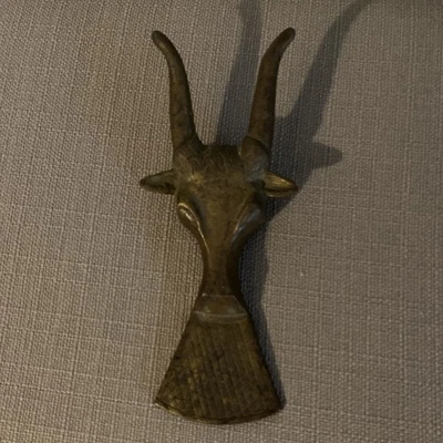 Vintage Solid Brass Bull Head Boot Jack Pull Shoe Horn Steer Longhorn Western - Image 1 of 4