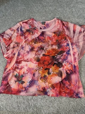 Коллекция Liz & Me серия размер 2X 22-24 W кружевное покрытие розовые короткие рукава - Изображение 1 из 4