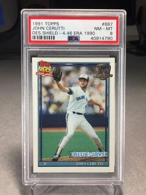 1991 Topps Desert Shield John Cerutti #687 - PSA 8 - Toronto Blue Jays - Image 1 of 2
