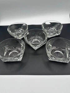 Colony Glass Vanity Clear Dessert Snack Bowls Set of 5 – Mid Century Modern - Picture 1 of 7