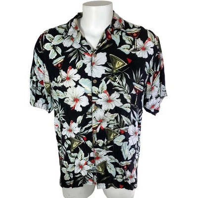 Camisa hawaiana Malibu Dreams grande floral cócteles flores de hibisco Foto 1 de 4