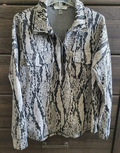 Cable & Gauge Studio Women's Grey/Tan/Black Partial Zip Knit Jacket Size M - Picture 1 of 5