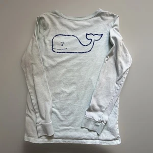 Vineyard Vines Long Sleeve T Shirt Youth Boys XL Light Blue Whale Logo Tee - Picture 1 of 5