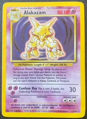 Alakazam 1/102 - Base Set Unlimited (1999) Vintage WOTC Holo Rare - LP - Image 1 of 4