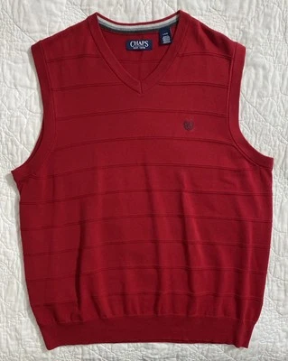 Men's CHAPS Sweater Vest, Large, Red, 100% Cotton - Image 1 of 4