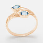 High Quality 14K Rose Gold Natural Blue Topaz Womens Band Ring - Sizes 4 To 12
