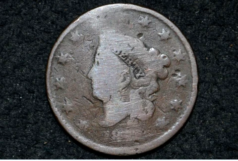 1835 Large Cent ** Large 8 and Stars ** N1 ** Partial Date * Bargain Filler Cover