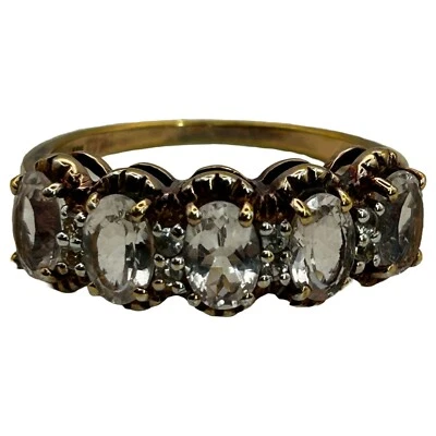 Anillo Topacio Blanco y Oro Rosa Vermeil Acabado Antiguo SBL 925 India TALLA 9 Foto 1 de 4