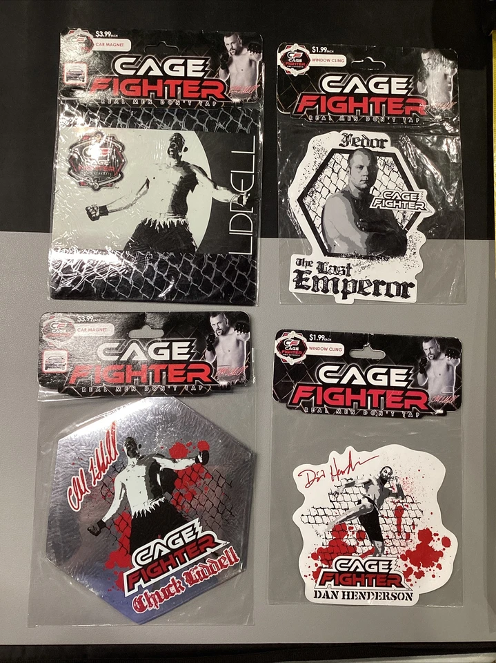 Lote de 4 mandriles Liddell, Fedor, Hendo para imanes de coche y ventanas Cage Fighter MMA UFC Foto 1 de 4