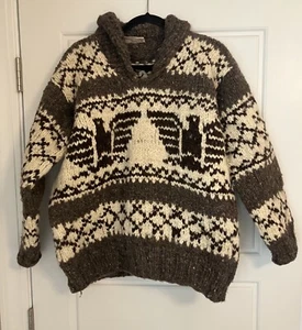 Vintage HILL’S INDIAN CRAFTS Thunderbird Genuine Cowichan Wool Sweater 70s 80s - Picture 1 of 12