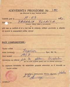 Rumänien, 1961, Armeebuch / Militärheft - Ersatzzertifikat - Bild 1 von 1