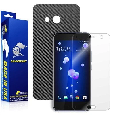 ArmorSuit MilitaryShield HTC U11 Screen Protector + Black Carbon Fiber Skin USA - Image 1 of 4