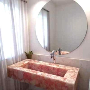 Rose Quartz Vessel Sink for Bathroom | Luxurious Countertop Vanity Wash Basin - Picture 1 of 6
