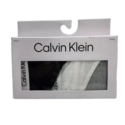 Calvin Klein Women's Carousel Logo Cotton Stretch Thong Panties Size L 3 Pack - Image 1 of 4