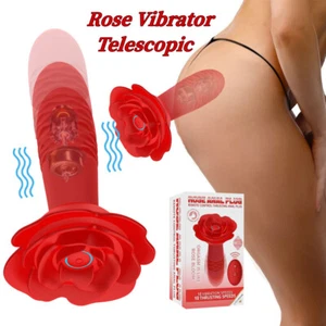 Rose Anal Butt Plug Vibrator Thrusting Dildo Massager Adult Sex Toys for Women - Picture 1 of 12