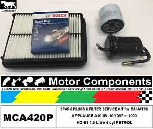 SPARK PLUG & FILTER KIT for DAIHATSU APPLAUSE A101B HD-E1 1.6L Petrol 1997 >2000 - Picture 1 of 2