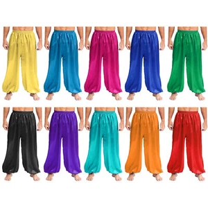 Men Bloomers Solid Color Trousers Royal Pants Clothes Belly Dance Folk Hero - Picture 1 of 130