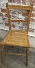 Antique Wooden Chair with Rattan Seat Dainty Wood Bedroom Seat 85cm Tall
