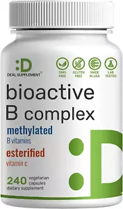Bioactive Vitamin B Complex, 240 Veggie Capsules - Methylated Multivitamin B Com - Picture 1 of 12