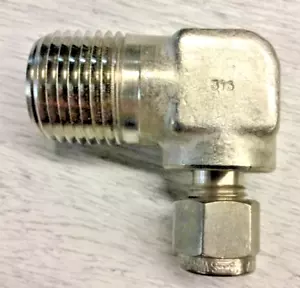 SWAGELOK (CRAWFORD) SS-400-2-8 Male Elbow 1/4" Comp X 1/2" Male NPT Fitting - Picture 1 of 6
