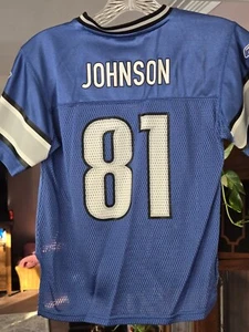 Kids Detroit Lions Reebok NFL Equipment Onfield Jersey Calvin Johnson #81 Sz 7  - Picture 1 of 7