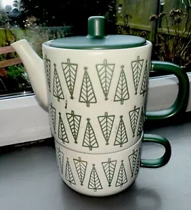 Habitat - Tea For One Teapot And Mug Green And White - Picture 1 of 10