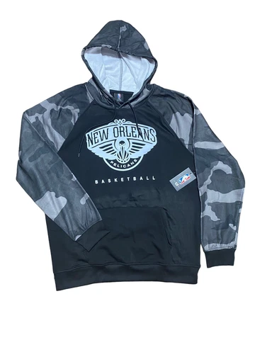 New Orleans Pelicans Hoodie Mens XL Black Sweatshirt Camo Sleeves NBA NWT Cover