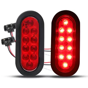 Kit de luces traseras LED ovaladas rojas sumergibles de 6" DOT de 2 piezas con ojal y enchufe - Imagen 1 de 10