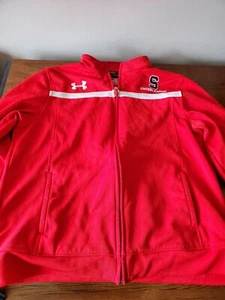Under Armour Red Full Zip Track Warm Up Jacket Sz Youth Medium cheerleader S - Picture 1 of 6