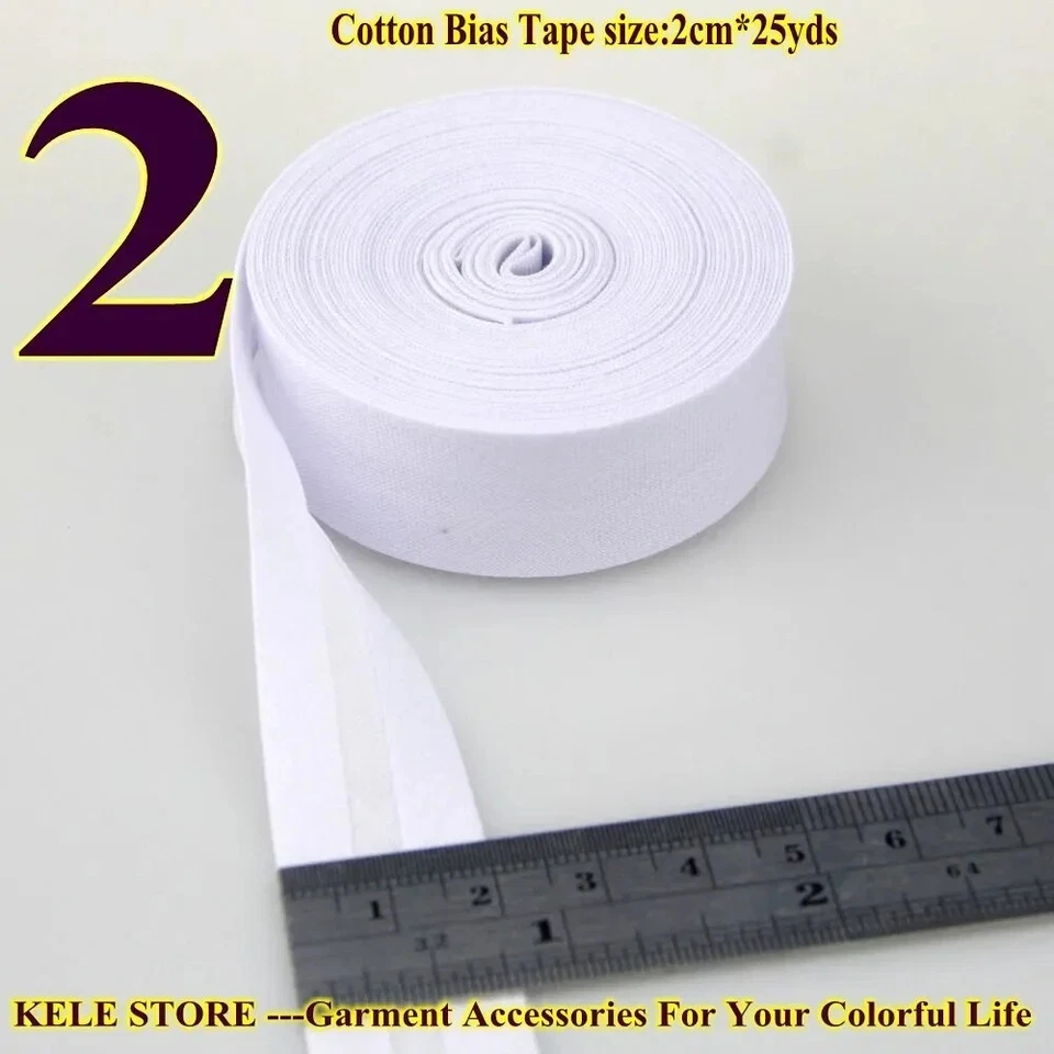 100% Cotton Bias Tape 20mm 3/4" 25yds Fold Tape,DIY Material Accessories - Image 1 of 4